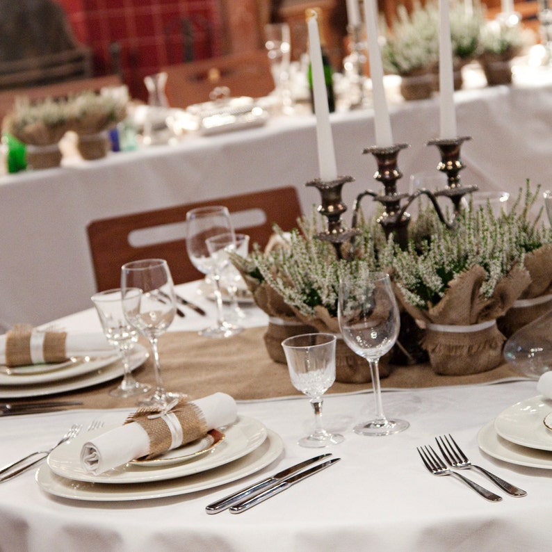 small size floral centrepiece perfect favour idea Burlap wedding plant wrap
