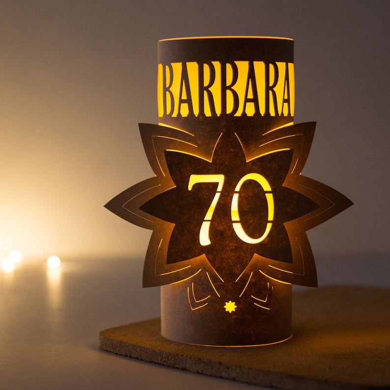 50th sustainable birthday decorations farolito personalised Star luminary 50th Birthday Party Table Decoration, 50th Centrepiece, 50th image 3