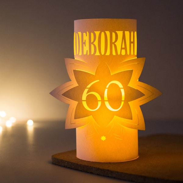 60th birthday Personalised Star decorations lantern luminary centrepiece