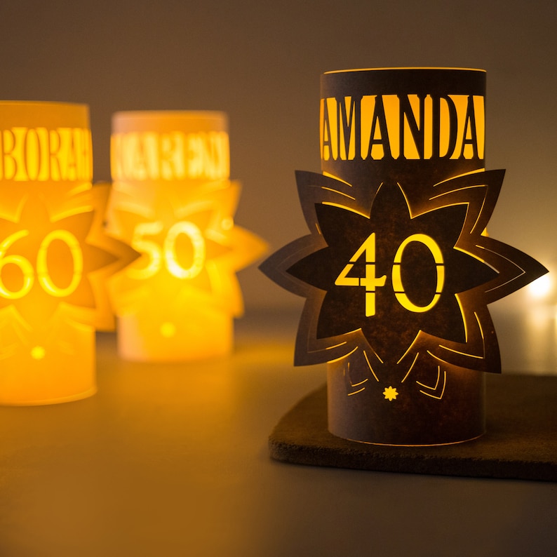 50th sustainable birthday decorations farolito personalised Star luminary 50th Birthday Party Table Decoration, 50th Centrepiece, 50th image 10