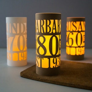 Personalised 80th birthday decorations lantern luminary centrepieces