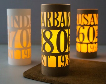 Personalised 80th birthday decorations lantern luminary centrepieces