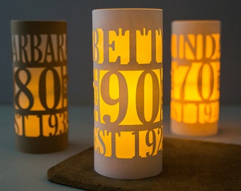 Personalised 90th birthday card decorations lantern centrepieces