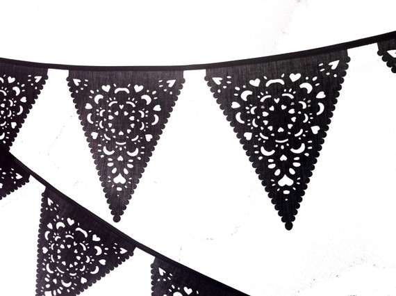 Halloween decoration, black lace bunting perfect goth wedding decor