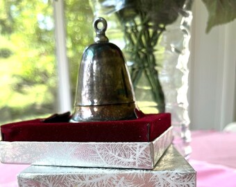 1984 Warwick Silver Bell Music Box with Original Box, Song is Home for the Holidays