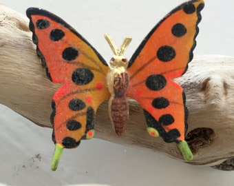 Brooch, Enamel, Butterfly, Goldtone, Vintage, Korea,