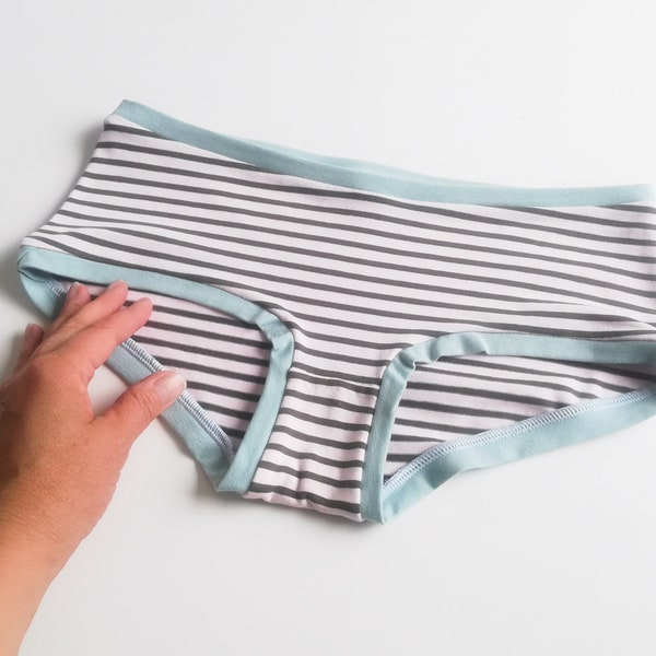 Grün Gestreifter Baumwollslip Gestreifte Unterhose aus Baumwolle Panty Unterwäsche