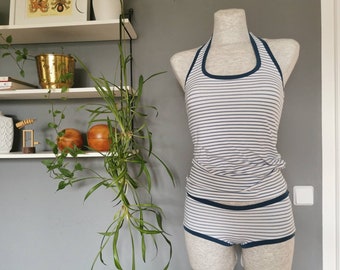 Panty and Halter Top with Blue Stripes
