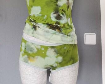 Grüner Batik Baumwollslip Tie Dye Unterhose Baumwolle Ice Dye Panty Unterwäsche