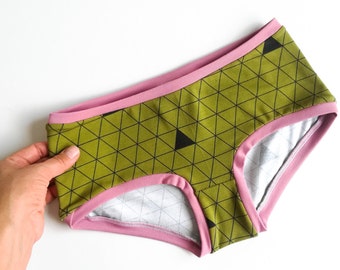 Green Panty Knickers with Geometric PatternCotton Underwear