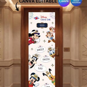Kryssningsdörrsbanderoll | Kryssningsdekor | Personlig kryssningsdörrsdekor | Canva-mall | Kryssningslinje | Namnskyltar | Redigerbar mall