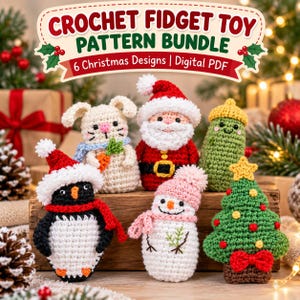 Crochet Fidget Toy Pattern Bundle, Christmas Amigurumi Click Clack Hair Clip Toys, 6 in 1 PDF, Instant Digital Download