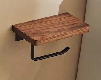 Toilet Paper Holder with Shelf, Wall Mounted Roll Organizer