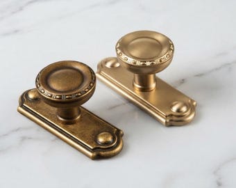 Vintage Zinc Alloy Cabinet Handles | Elegant Knob with Backplate (6pcs)
