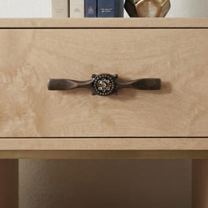 Antique Bronze Floral Drawer Pull Rhinestone Cabinet Handle Vintage Furniture Hardware Farmhouse Dresser Pull