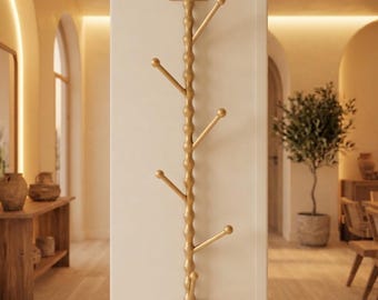 Gold Metal Wall Hook Rack: Vertical Entryway Organizer, Modern Farmhouse Decor