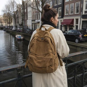 Canvas Backpack, Vintage Multi Pocket Rucksack for Travel, School and Everyday Carry