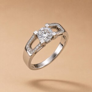 Sterling Silver Promise Ring: Gothic Punk Split Shank CZ Solitaire Band