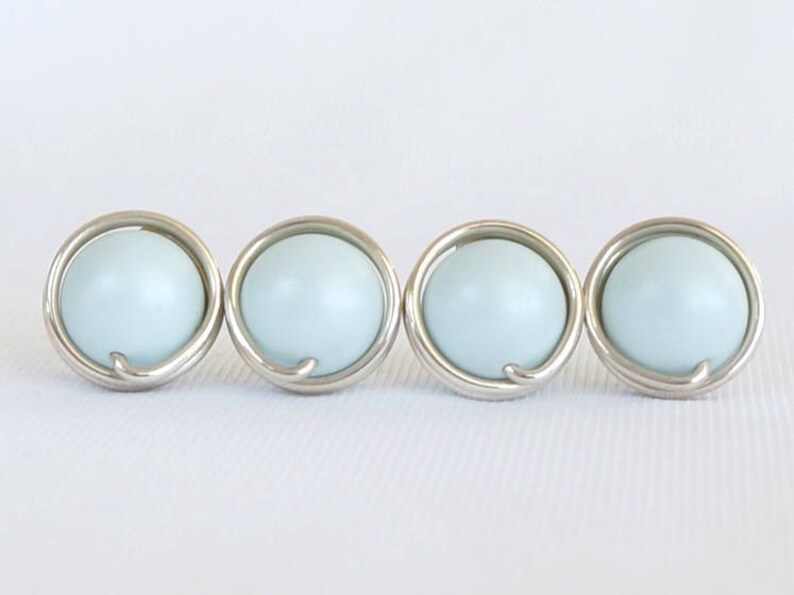 Pastel Blue Pearl Stud Earrings Baby Blue Earrings Wire Etsy