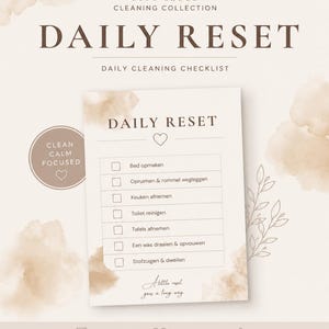 Daily Cleaning Checklist Printable | Daily Reset Cleaning Routine | Minimalist Cleaning Planner | Instant Digital Download