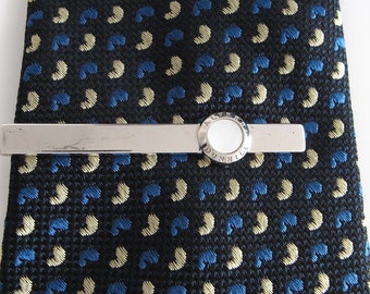 Dunhill Sterling Silver Cadogan AD Coin Tie Bar with White Mother of Pearl Pre-Owned