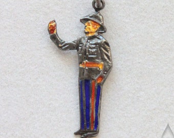 Vintage TLM Sterling Charm Thomas L Mott England Sterling Silver Charm with Enamel - Bermuda Police Officer