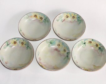 Antique Beyer & Bock Royal Rudolstadt Prussia Hand Painted Porcelain Bowls - Set of 5 Bowls