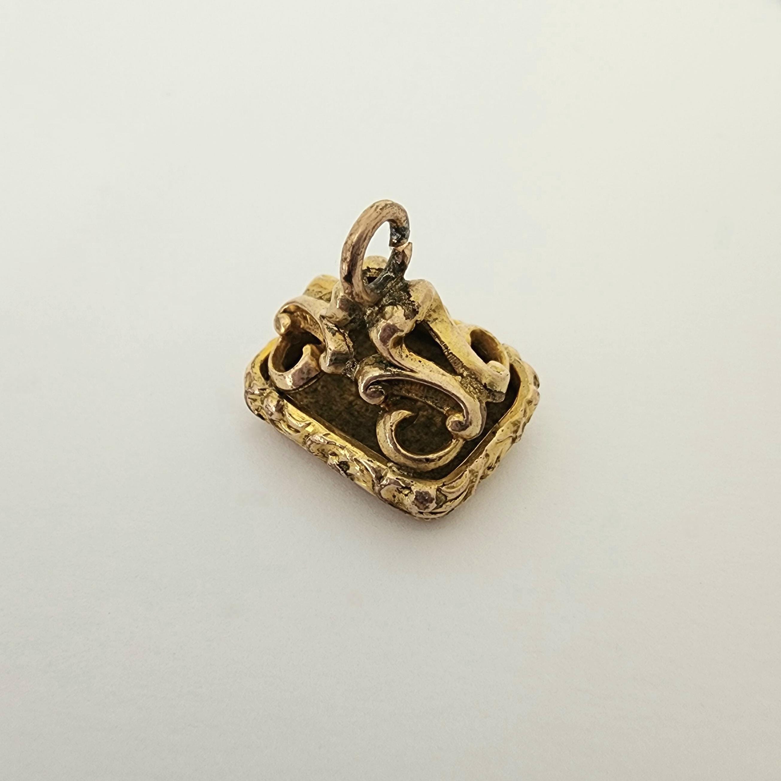 Antique Mesh WATCH FOB 1903 Art Nouveau 12 Kt Gold Plated & Wax Seal Engraveable Antique Gold Watch Fob In other Victorian & Edwardian Fine  main image 4