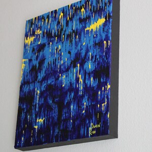 Original Acrylic Painting on Canvas Blue Yellow Abstract Modern Art Melting Pops of Color Cascade by Daneen Rush image 3