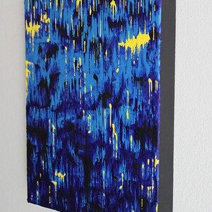 Original Acrylic Painting on Canvas Blue Yellow Abstract Modern Art Melting Pops of Color Cascade by Daneen Rush image 2