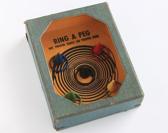 Vintage Dexterity Game Puzzle 1940s Ring a Peg by The A.C. Gilbert Co. - Gilbert Hand Puzzle