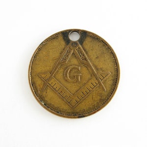 Vintage Masonic Brass Token: George Washington Memorial Souvenir Fob