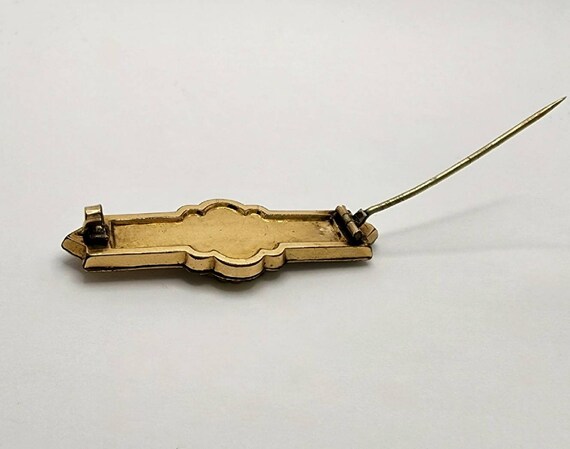 Antique Victorian Etched Gold Filled Bar Brooch E… - image 4