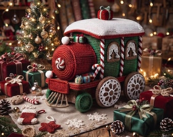 Crochet Christmas Train Pattern, North Pole Train Amigurumi PDF, Christmas Crochet Decor, Holiday Train Pattern, Santa Train