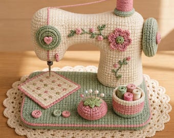Crochet Sewing Machine Pattern, Amigurumi Sewing Machine PDF, Crochet Craft Room Decor, Sewing Lover Gift, Miniature Crochet Pattern