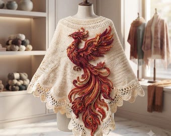 Crochet Phoenix Shawl Pattern PDF, Fantasy Bird Lace Wrap, Mythical Firebird Crochet Pattern, Boho Shawl Tutorial