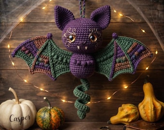 Crochet Bat Pattern, Bat Amigurumi PDF, Halloween Crochet Pattern, Hanging Bat Decor, Gothic Crochet
