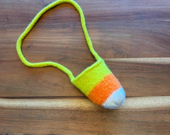 Halloween Felted Wool Drink Sleeve — Kaddy by Kimsies. Candy Corn or Purple & Black. Vermont Gift