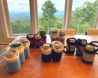 Hand Felted Wool Drink Sleeve — Kaddy by Kimsies, Vermont. Small Batches, Made at Home. Can Cooler. Beer Sleeve. Gift