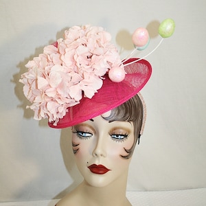Easter Hat Easter Egg Hat Pink Hydrangea Fascinator Easter Fascinator Church Hat Easter Parade