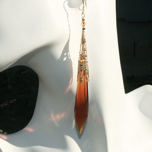Topaz Crystal Glass Chandelier Diva Shoulder Duster Statement Earrings Wedding Any Occasion Handcrafted Diva Earrings