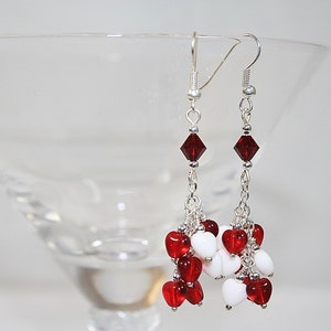 Heart Dangle Earrings Valentine Earrings Red Cascading Heart Dangle Earrings Wedding Heart Earrings Sweet Heart Earrings Gift for Her