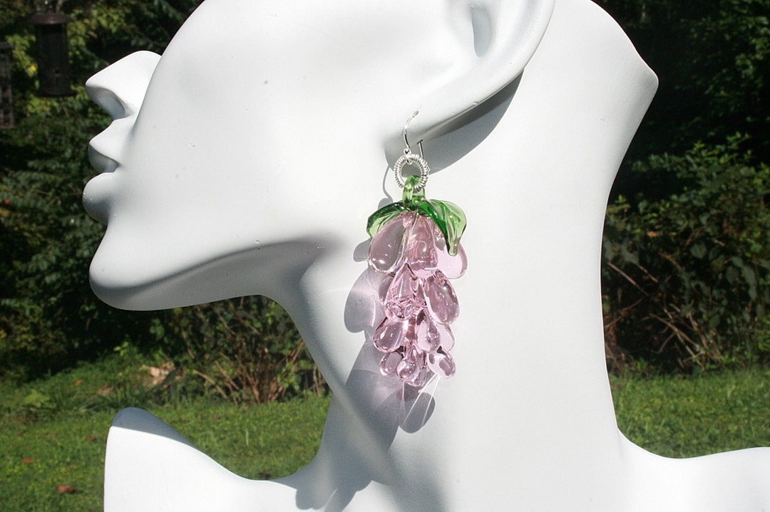 Murano Glass Green Dangle Earrings