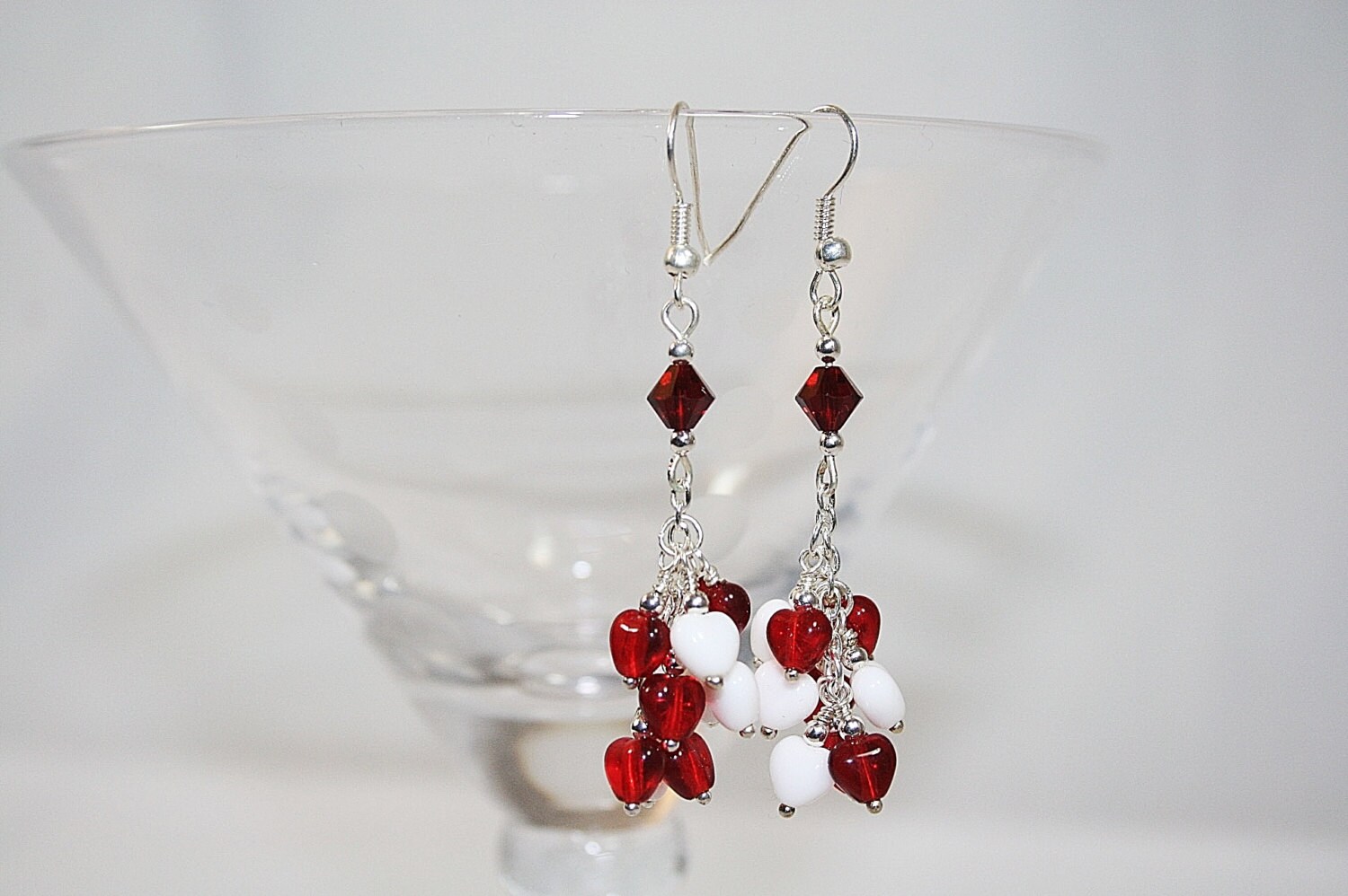 Valentine's Day Heart Dangle Earrings For Women – Red & Gold Interlocking Hearts, Romantic Gift - View #9