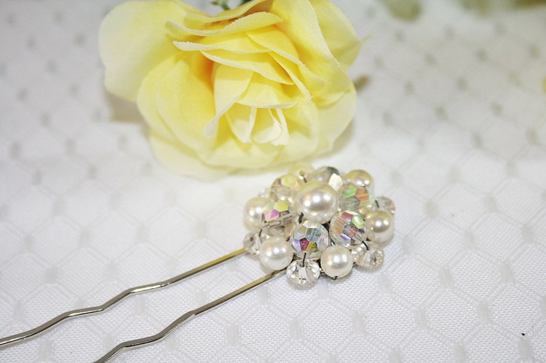 Crystal and Faux Pearl Hair Pin Sparkly Wedding Hair Pin Etsy