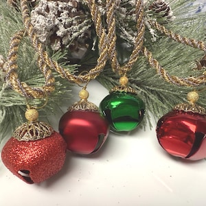 Collar de campanas navideñas: cascabeles con cadena trenzada, joyas navideñas, accesorios festivos