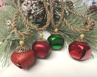 Christmas Bell Necklace – Jingle Bell on Braided Chain, Holiday Jewelry, Festive Accessories