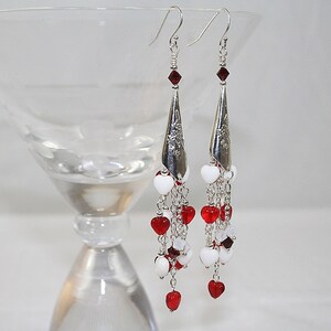Sweet Heart Valentines Dangle Earrings Red Heart Earrings Heart Wedding Earrings Gift for Her