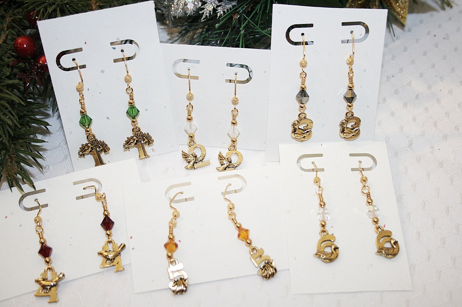 Jewelry Advent Calendar Goldtone Earring 12 Days of Christmas Etsy