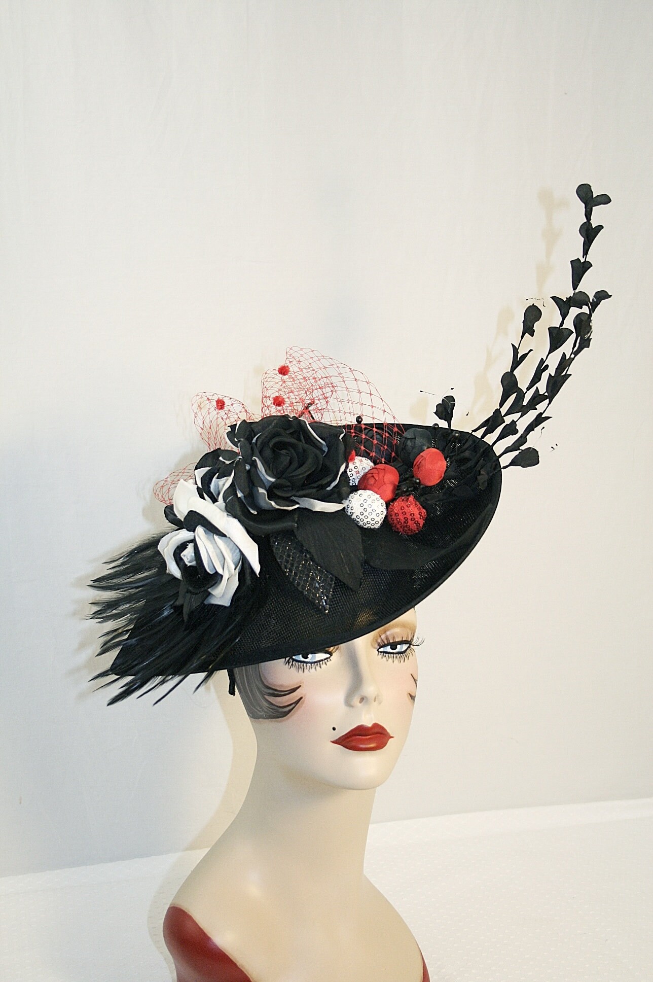 Black White Kentucky Derby Hat Kentucky Derby Fascinator  display picture 1